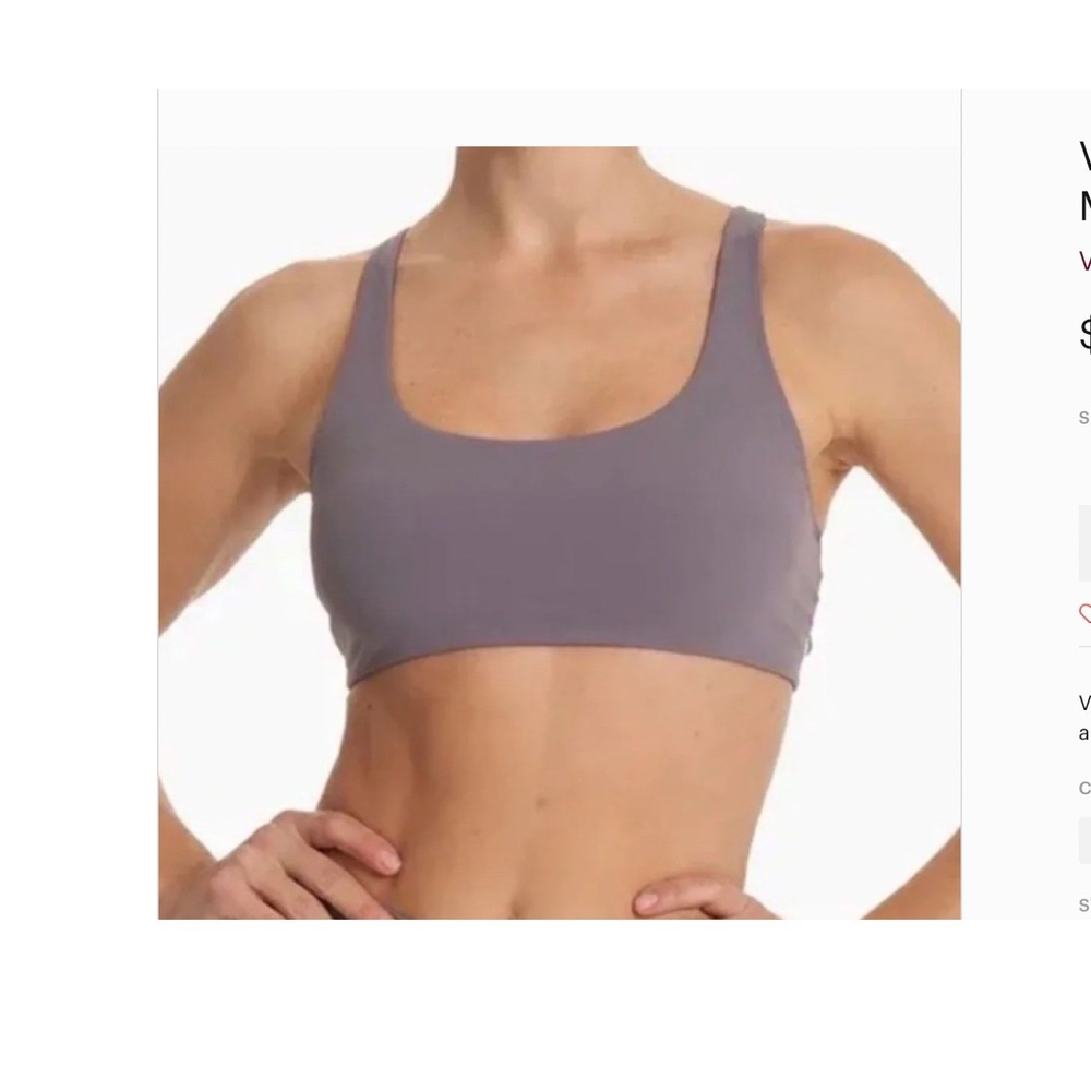 Vuori Yosemite Sports Bra Charcoal Purple Strappy‎ Back VW1192 Womens XL